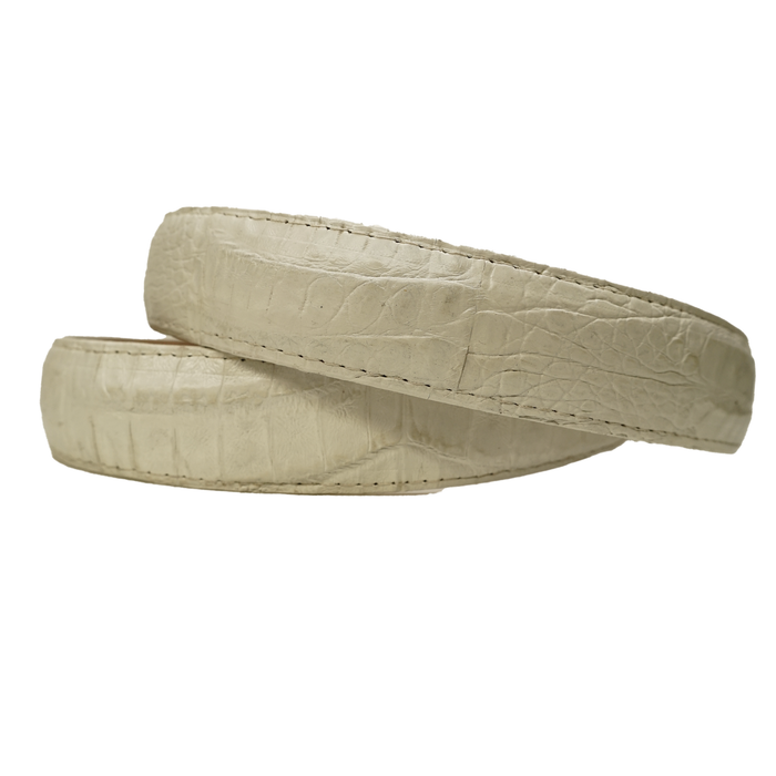 Los Altos White Smooth Caiman Crocodile Belt