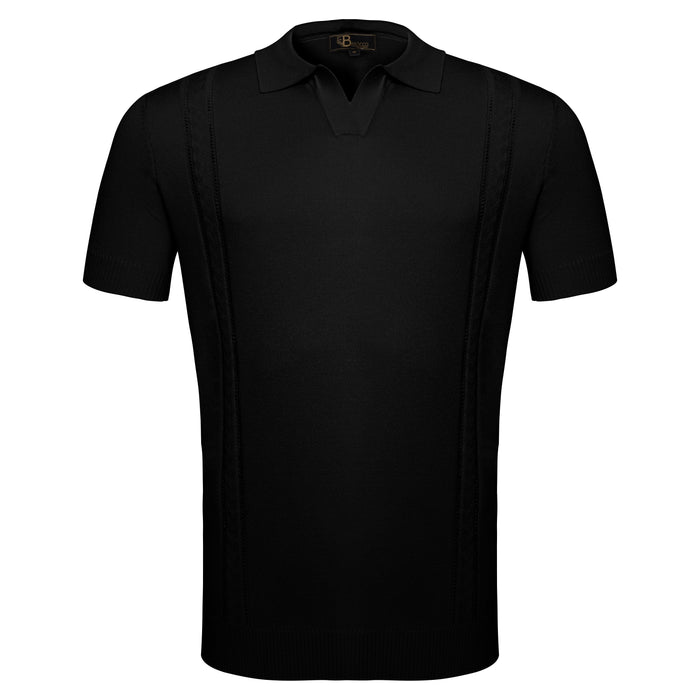 LuxeKnit Polo BLACK