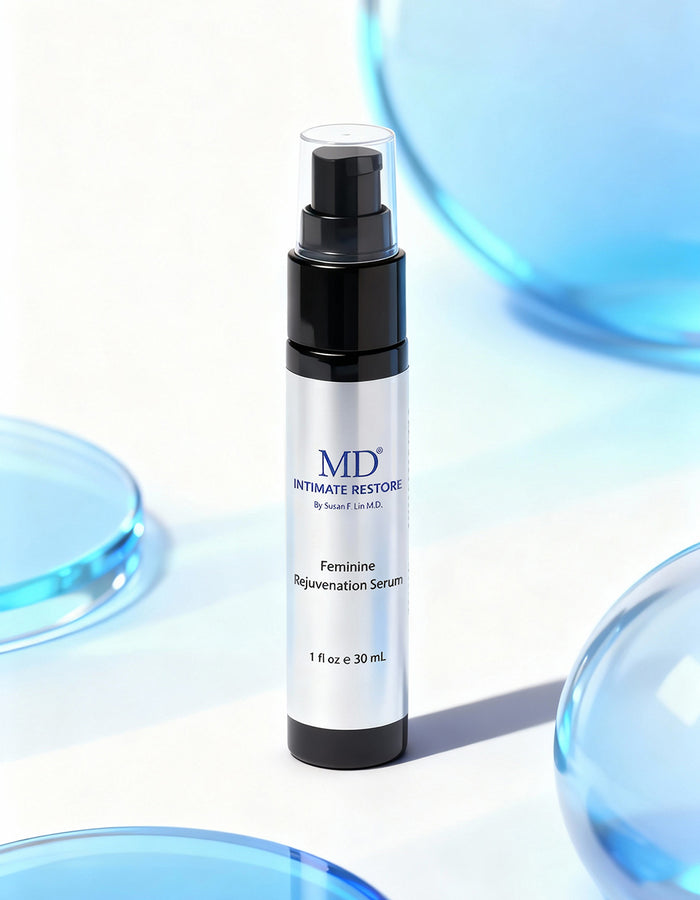 MD® Intimate Restore serum for women — hormone-free, pH-balanced, physician-formulated to support the appearance of supple skin.