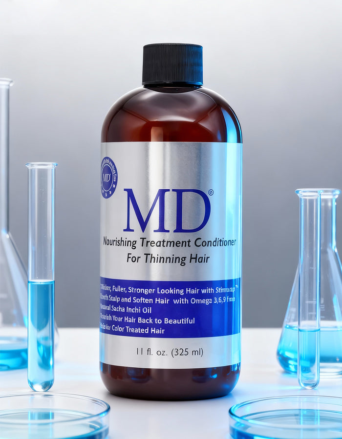 MD® Hair System research featuring StimuCap® peptides with CLA, Glutathione, and Sodium DNA for stronger-looking hair.