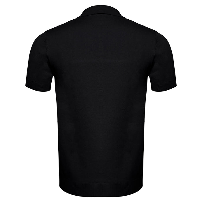 Men's Retro-Inspired Knit Polo Shirt BLACK/WHITE