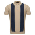 Men's Retro-Inspired Knit Polo Shirt IVORY/NAVY