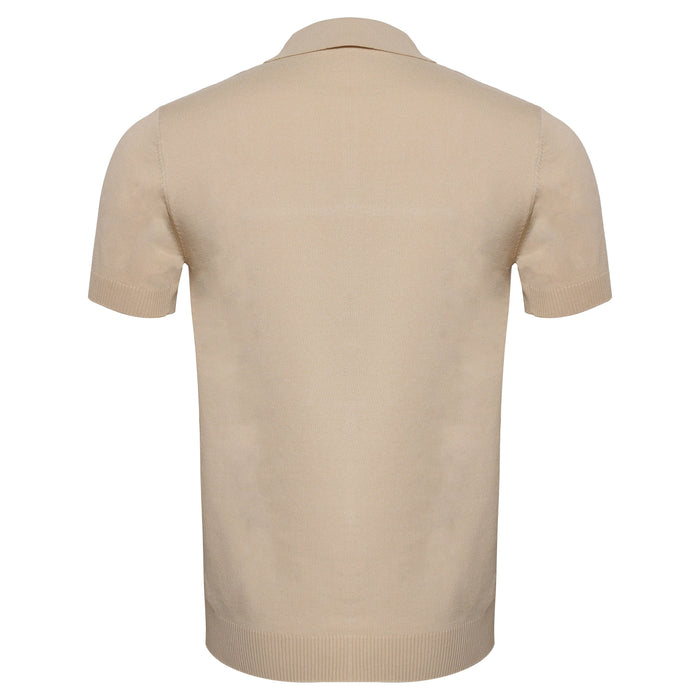 Men's Retro-Inspired Knit Polo Shirt IVORY/NAVY