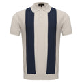 Men's Retro-Inspired Knit Polo Shirt WHITE/NAVY