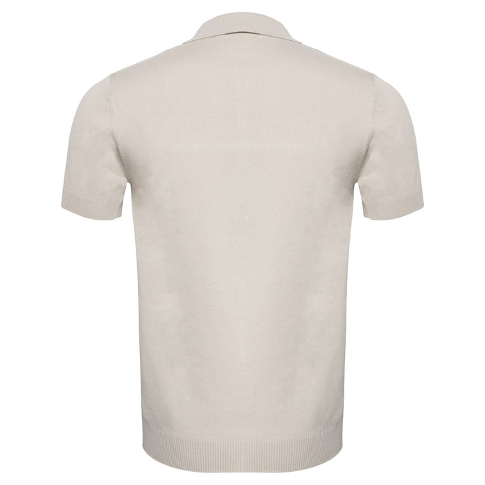 Men's Retro-Inspired Knit Polo Shirt WHITE/NAVY