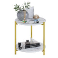 Mesa Auxiliar con Doble Repisa. Mesa Lateral Blanca Triana