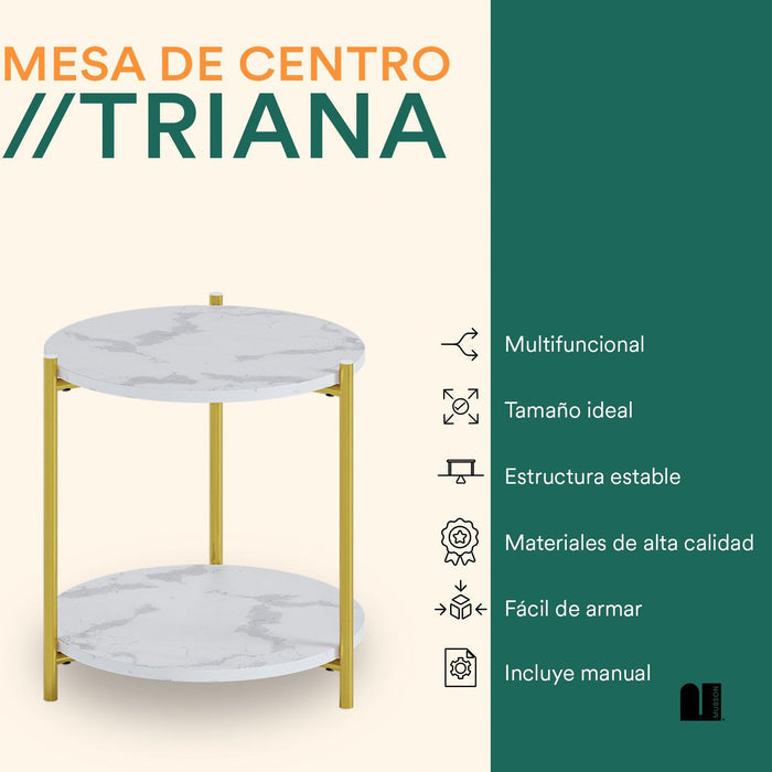Mesa Auxiliar con Doble Repisa. Mesa Lateral Blanca Triana