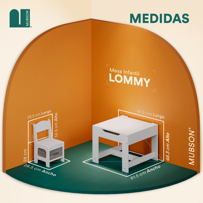 Mesa para Niños. Mesa Infantil con 2 Sillas Lommy