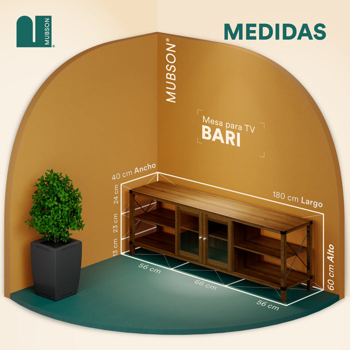 Mesa para TV de 50 a 75 pulgadas 180x40cm Bari