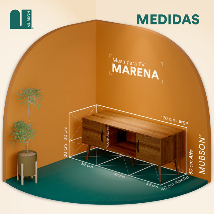 Mesa para TVs de 40 a 55 pulgadas. 120x40cms Marena