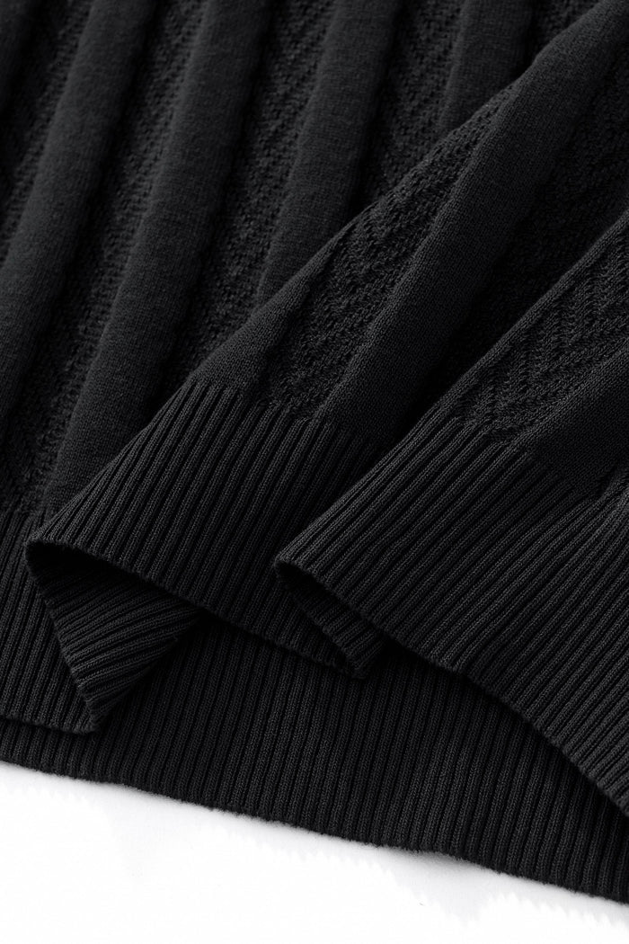 MetroLine Button Knit Polo BLACK