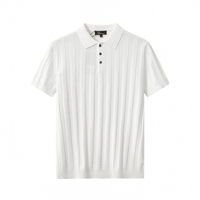 MetroLine Button Knit Polo WHITE
