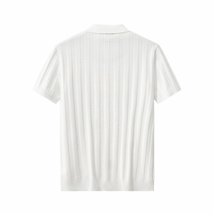 MetroLine Button Knit Polo WHITE