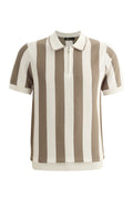 Monaco Zip Polo with Bold Stripe Knit WHITE/MULTI