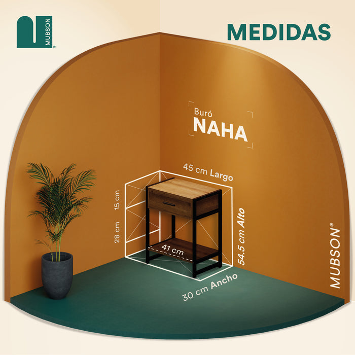 Mubson Buró para Sala o Recámara con cajón Naha