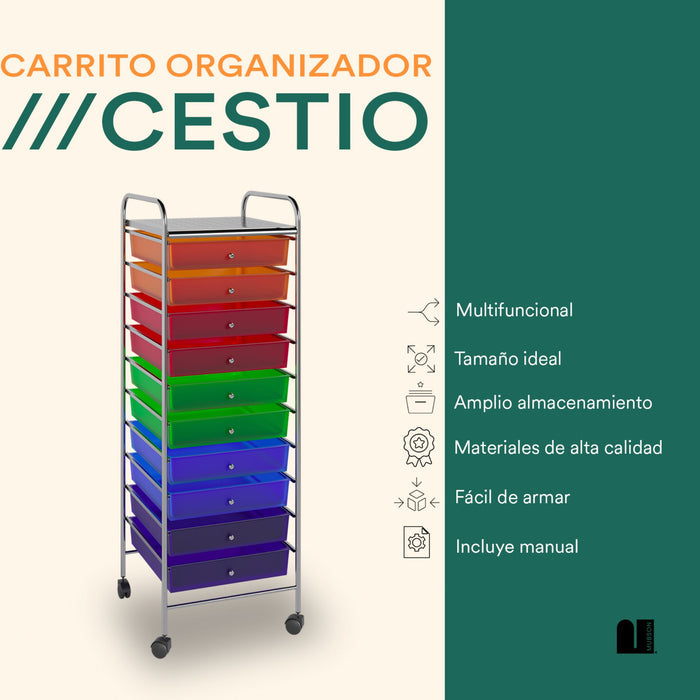 Mubson Carrito Organizador con 10 Cajones. Cajonera Cestio