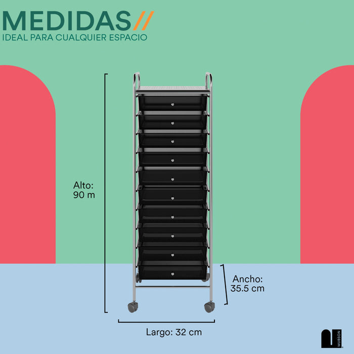 Mubson Carrito Organizador con 10 Cajones. Cajonera Cestio