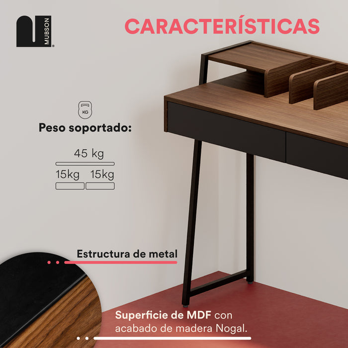 Mubson Escritorio para Laptop con Cajon Doble Maliketh