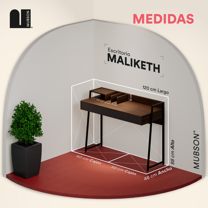 Mubson Escritorio para Laptop con Cajon Doble Maliketh