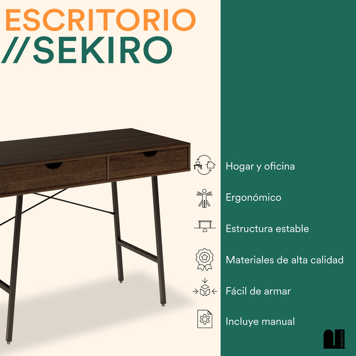 Mubson Escritorio para Laptop con Cajon Doble Sekiro