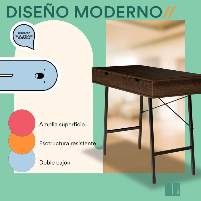 Mubson Escritorio para Laptop con Cajon Doble Sekiro