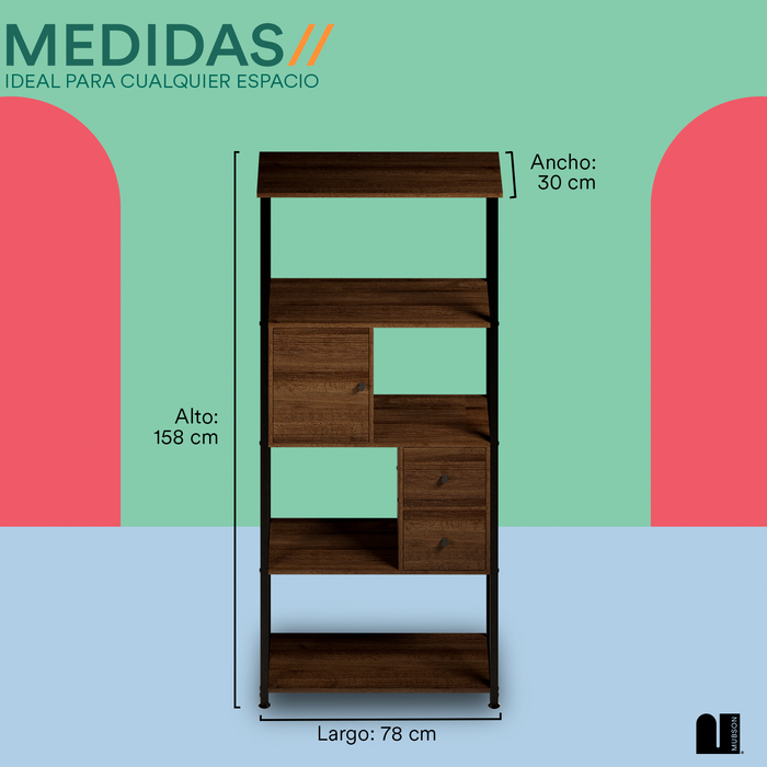 MUBSON Estante Organizador de 4 Repisas con Cajones Greto