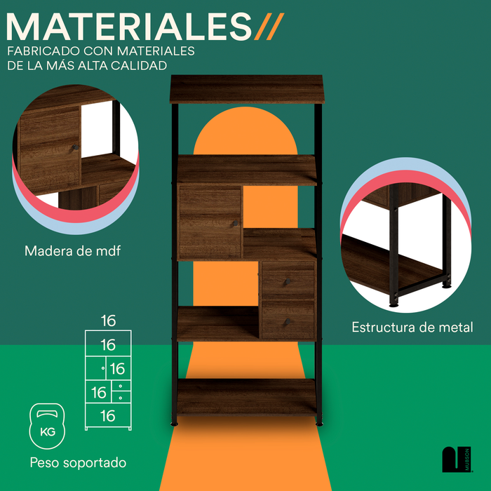 MUBSON Estante Organizador de 4 Repisas con Cajones Greto