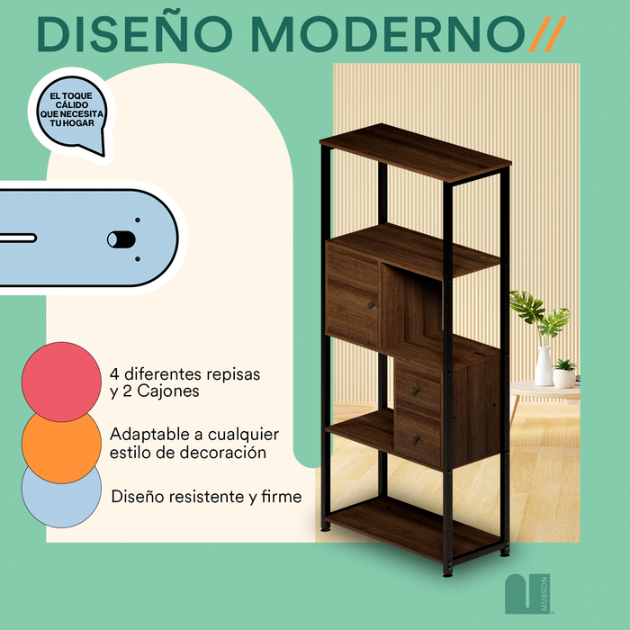 MUBSON Estante Organizador de 4 Repisas con Cajones Greto