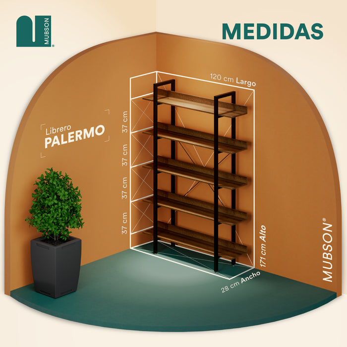 Mubson Librero con 5 Repisas Minimalista. Estante Palermo