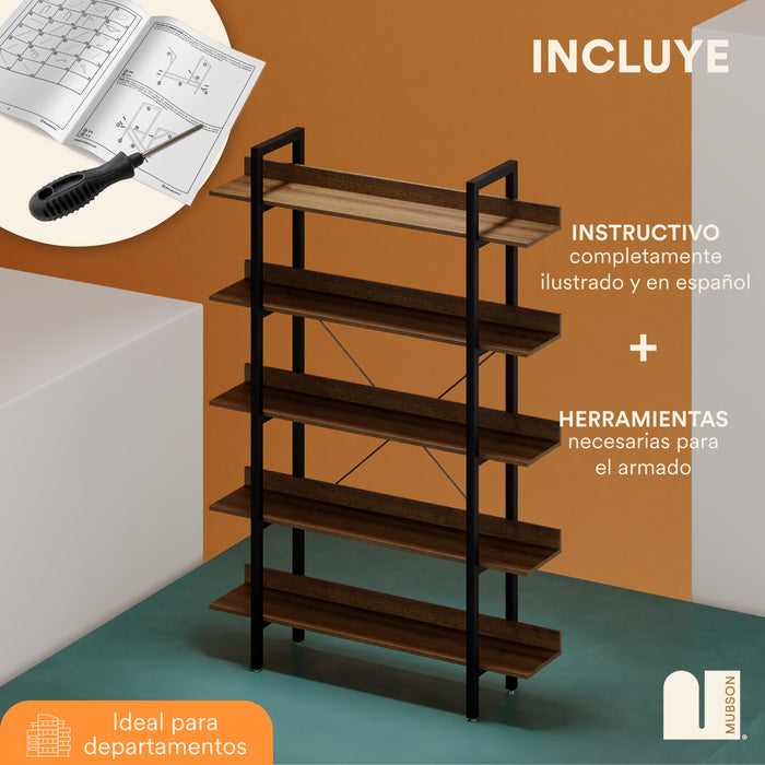 Mubson Librero con 5 Repisas Minimalista. Estante Palermo