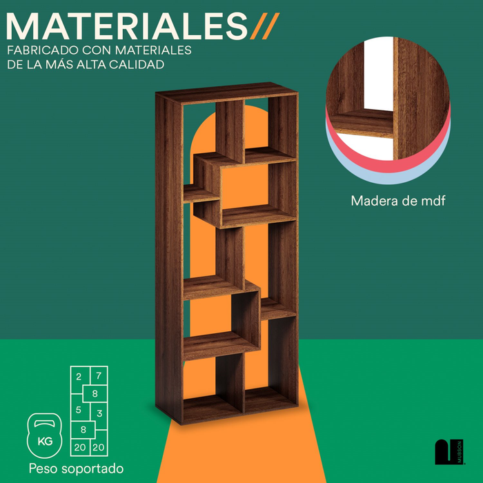 Mubson Librero con 8 Repisas. Estanteria para Sala Parma