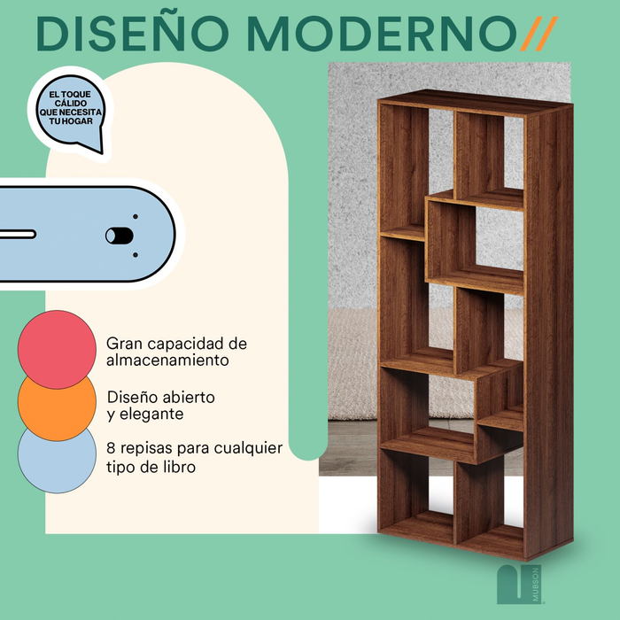 Mubson Librero con 8 Repisas. Estanteria para Sala Parma