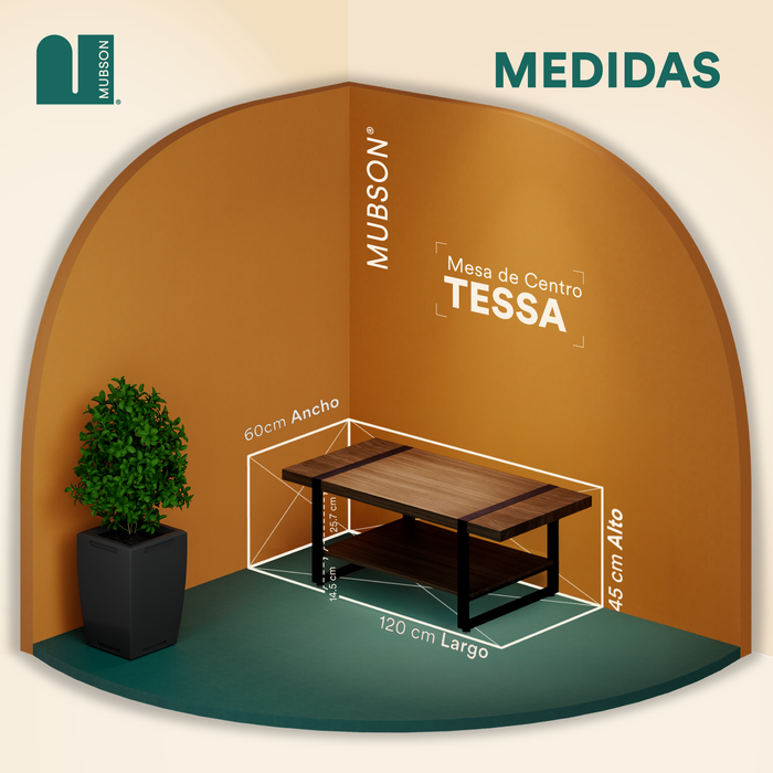 Mubson Mesa de centro Doble Repisa Tessa