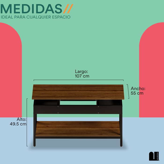 MUBSON Mesa de Centro Repisas y Compartimiento Central Piare