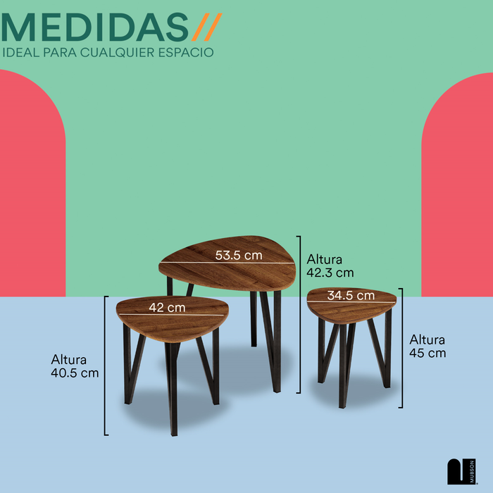 Mubson Set de 3 Mesas de Centro para Sala o Recámara Parga