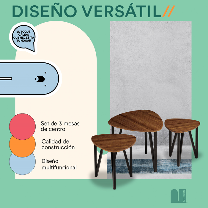 Mubson Set de 3 Mesas de Centro para Sala o Recámara Parga