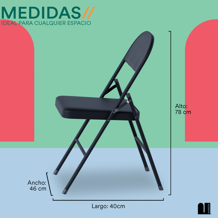 Mubson Set de 4 Sillas Plegable de Metal Multiusos Reven