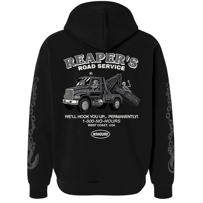 No Hours Road Service Black Hooded Sweatshirt