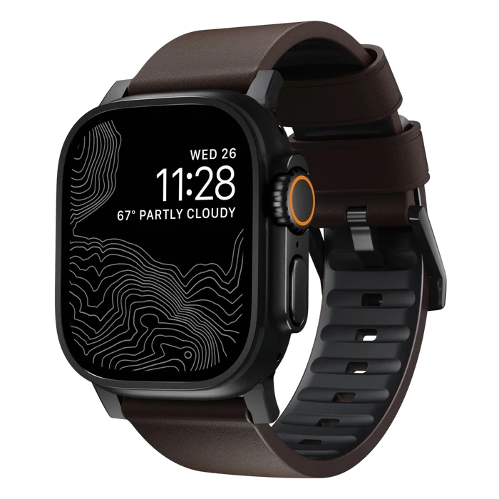 Nomad Active Band Pro Leather Band for Apple Watch 49mm / 46mm / 45mm - Rustic Brown #color_rustic-brown