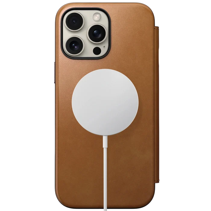 Nomad Modern Leather Folio Case for iPhone 16 Pro Max - English Tan