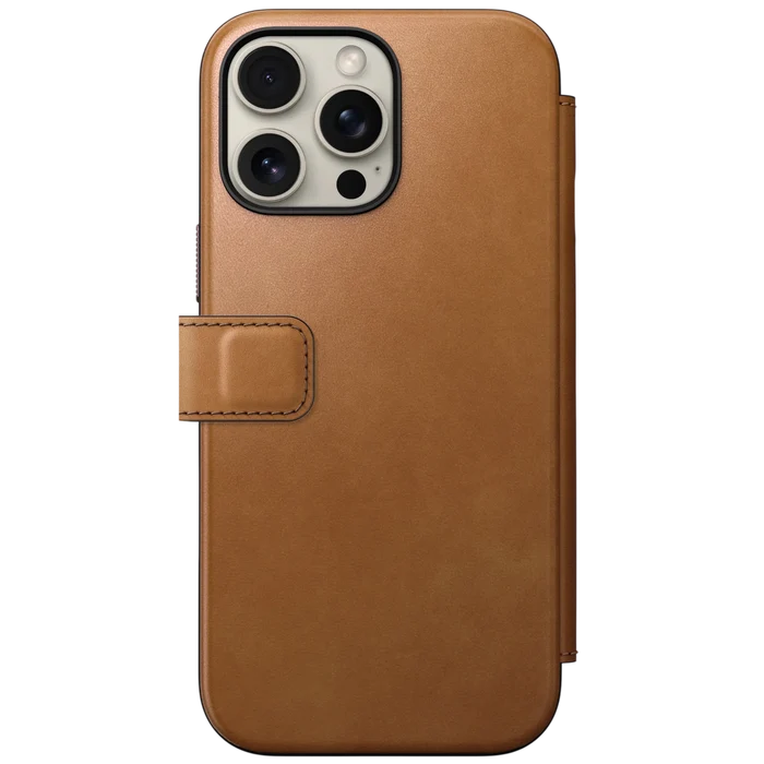 Nomad Modern Leather Folio Case for iPhone 16 Pro Max - English Tan
