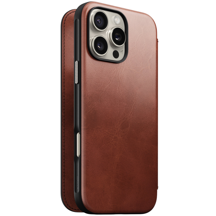 Nomad Modern Leather Folio Case for iPhone 16 Pro Max (Nomad Leather)