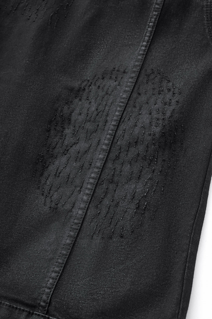 Obsidian Distressed Denim Jacket BLACK