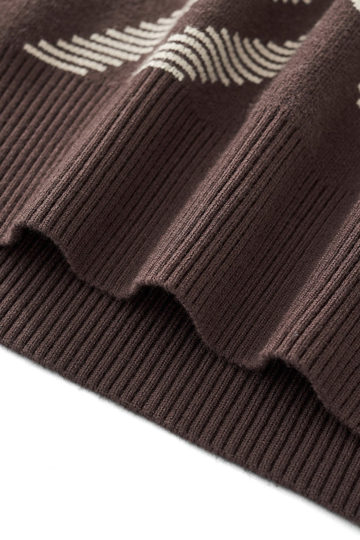 Paramount Lattice Knit LS BROWN