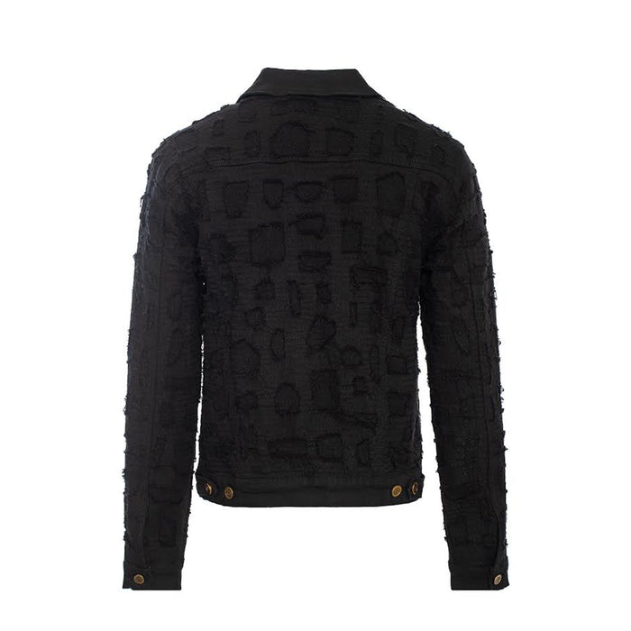 Patchwork Distressed Denim Jacket + Jeans SET - BLACK - Dudes Boutique