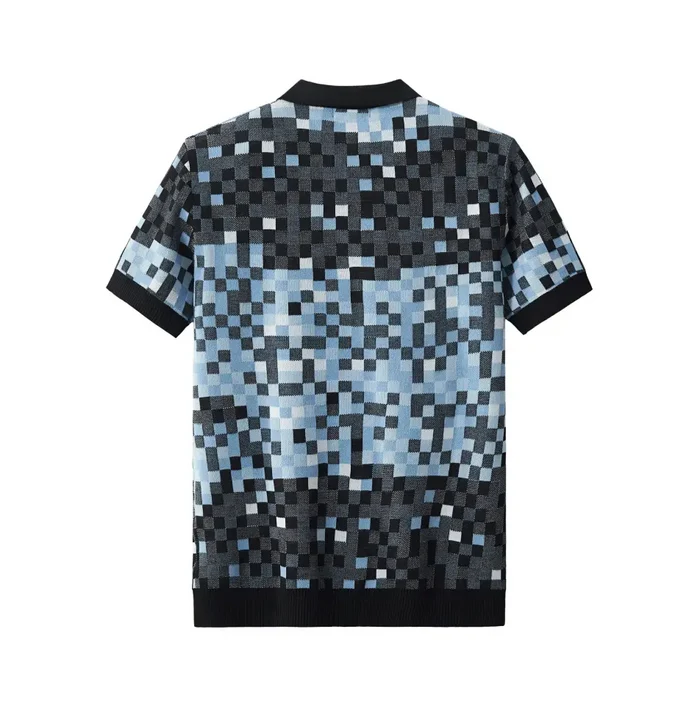 Pixel Fade Knit Polo BLACK