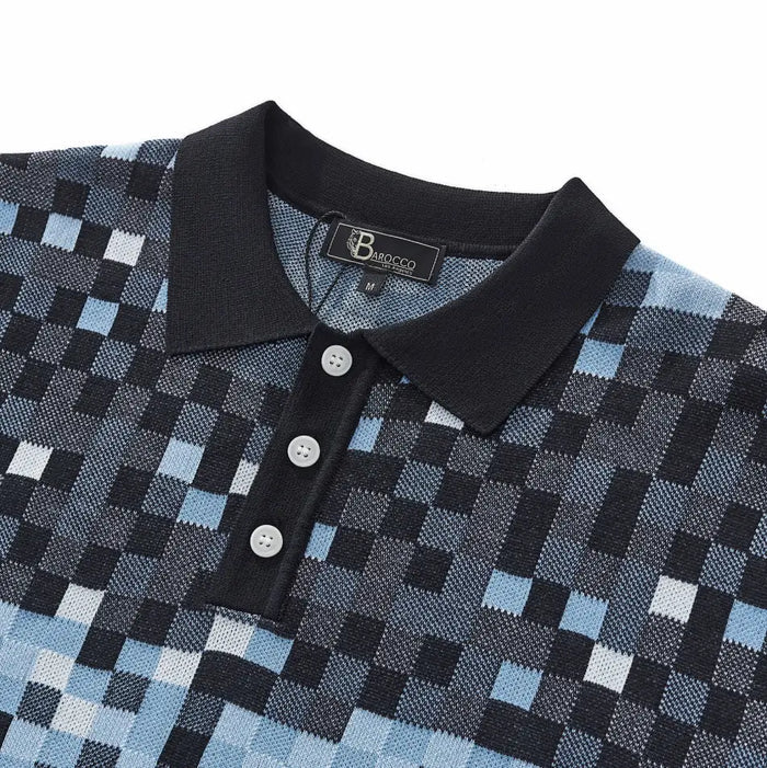 Pixel Fade Knit Polo BLACK