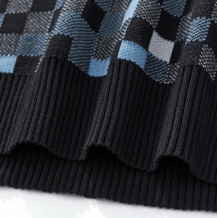 Pixel Fade Knit Polo BLACK