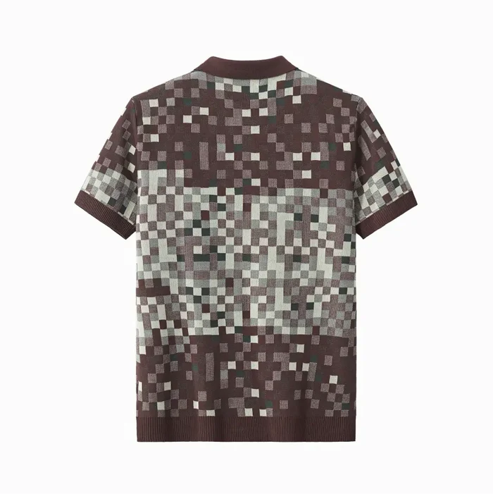 Pixel Fade Knit Polo KHAKI