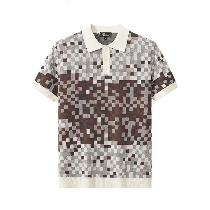 Pixel Fade Knit Polo WHITE